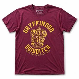 Harry Potter Gryffindor Quidditch T Shirt Adult M Burgundy Gold Graphic